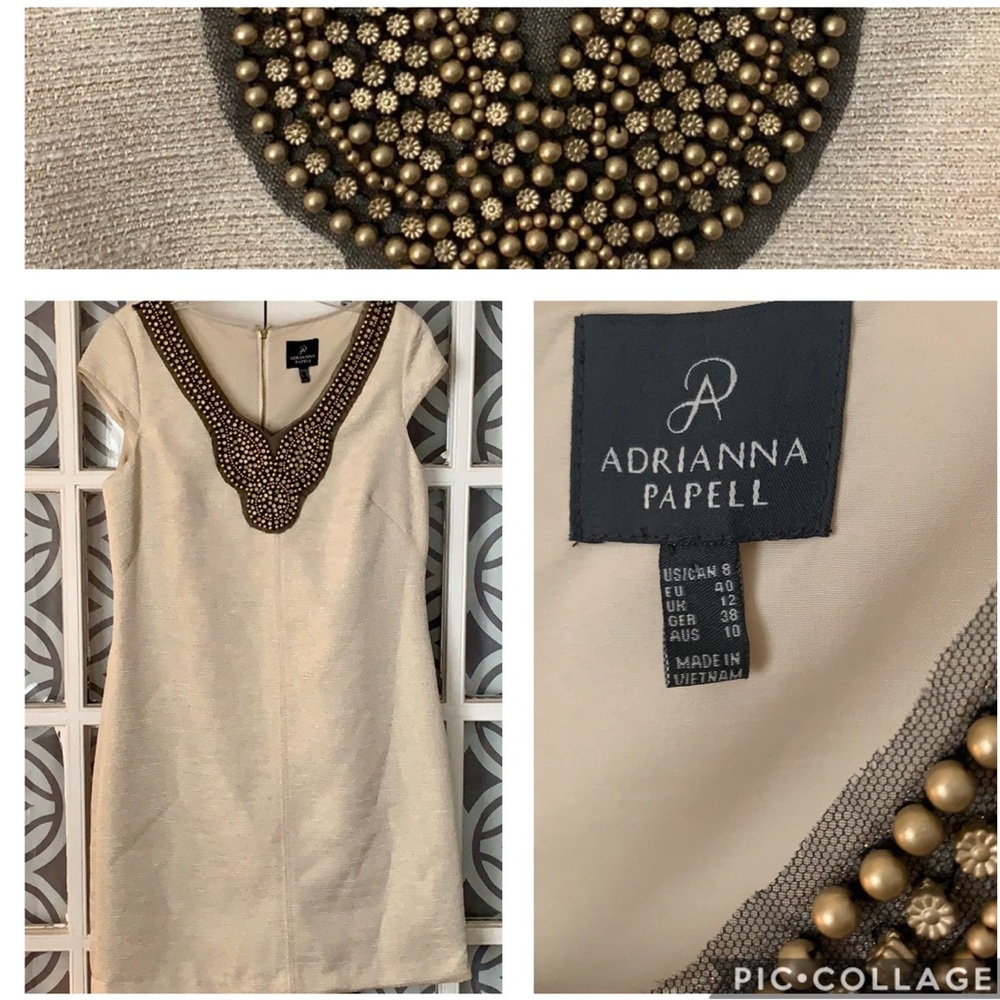 ADRIANNA PAPEL Beautiful Gold Shift Dress